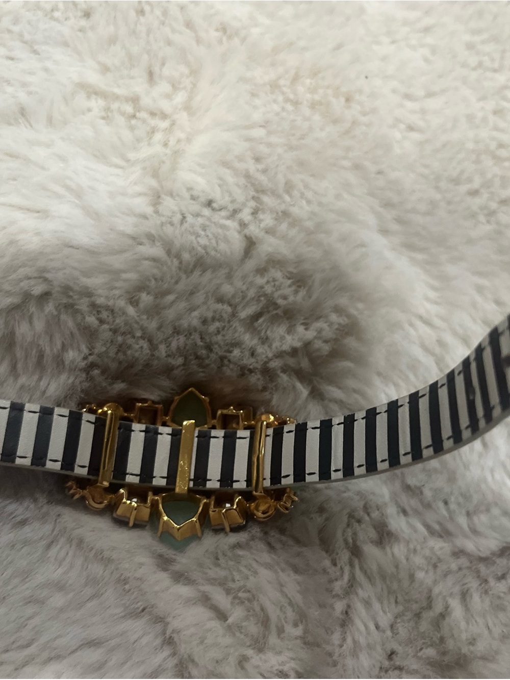 Henri Bendel Gold-Tone Statement Bracelet with Mint Green and Clear Stones - Picture 5 of 8